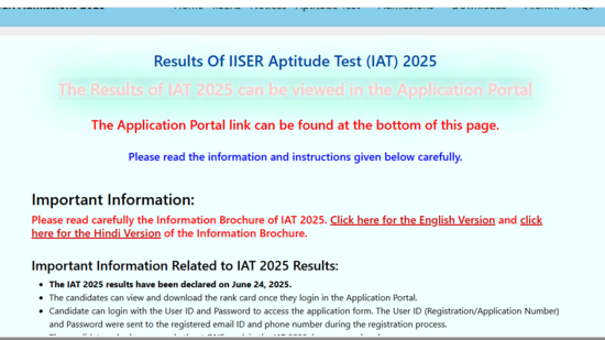 IISER IAT 2025 Result Out
