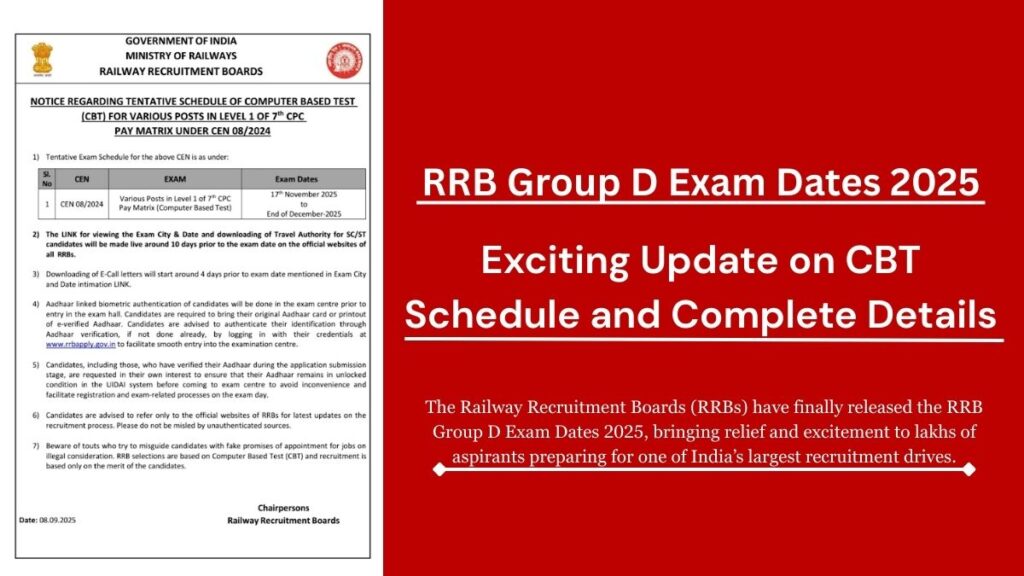 RRB Group D 2025: Big 5 Updates on Exam Dates