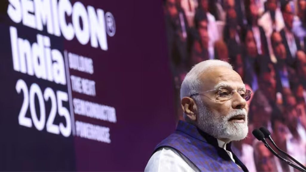 India’s Proud Moment: IT Minister Ashwini Vaishnaw Presents First ‘Made in India’ Chip to PM Modi at Semicon 2025