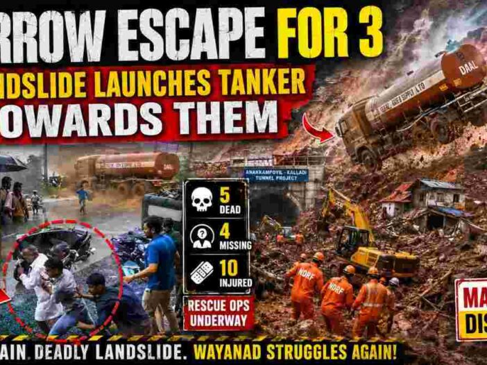 Wayanad Horror Landslide Hurls Tanker Off Road, Killing Five Near Tunnel Site
